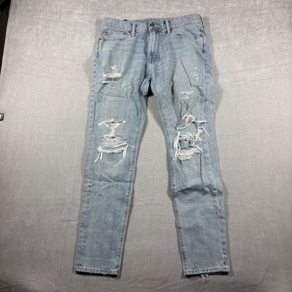 Abercrombie & Fitch Felix Super Slim Distressed Jeans 32x30 Light Wash Stretch